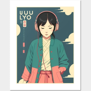 Ukiyo-e Headphone Girl Posters and Art